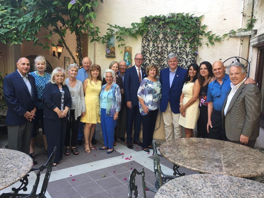 Tony and Norma Phillips, Claire Giannamore, Rina Frasciello, Jim & Rose Marie Dunphy, Sally Valente, Suzanne & Emilio Petti, Mayor Lamar Fisher, Pompano, Madeline LoRe President UNICO, Mayor Angelo Sbrocca,  Termoli, Italy,Rosaria Gismondi, Elisa Tufano, George Frasciello, Frank LoRe’ District Governor UNICO Florida